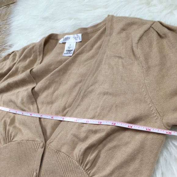 WHBM Tan V Neck Button Up Cashmere Nylon Cardigan - Picture 6 of 6